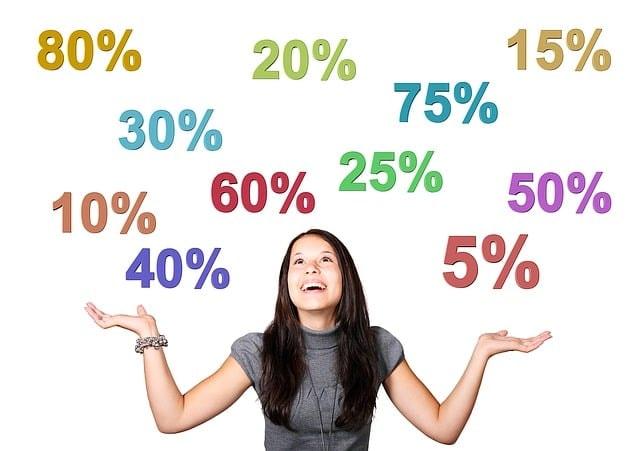A person looking at discount percentages.