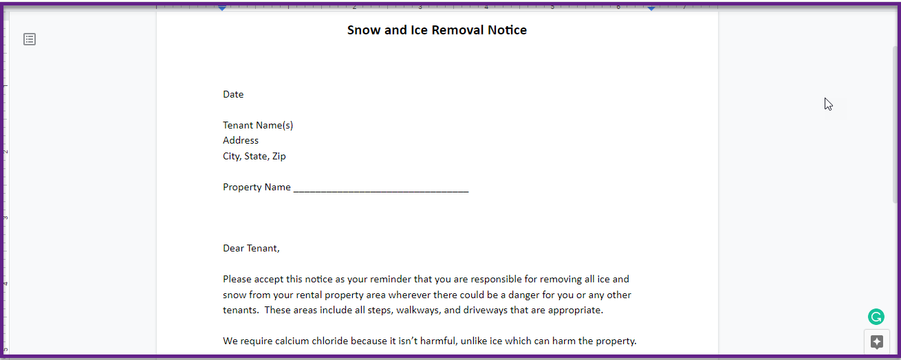 Rental Snow Removal Policy and Notice to Tenants PayRent