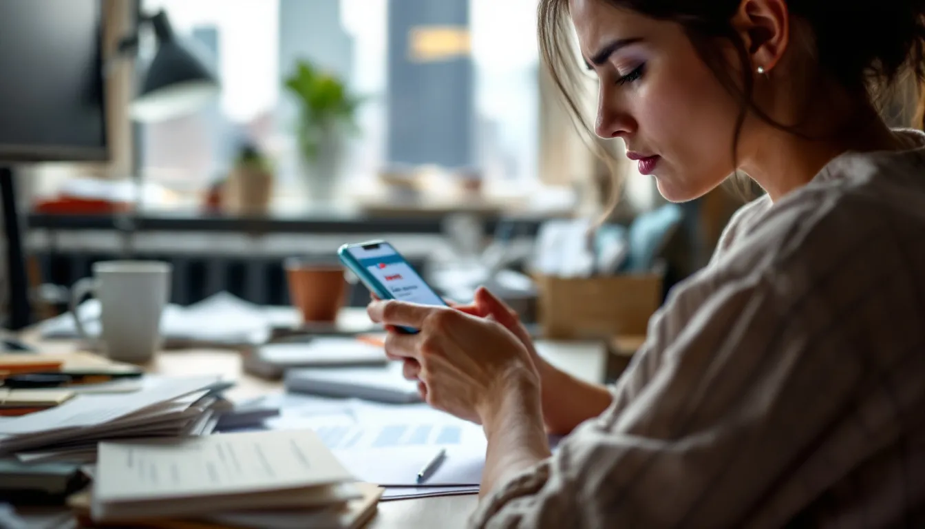 In the image, a concerned tenant is contemplating the risks of using Venmo for rent payments, surrounded by bills and a laptop displaying payment apps. The scene highlights the importance of understanding potential issues like late fees, payment disputes, and the need for reliable online rent collection methods.