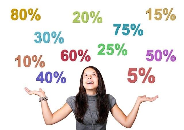 A person looking at discount percentages.